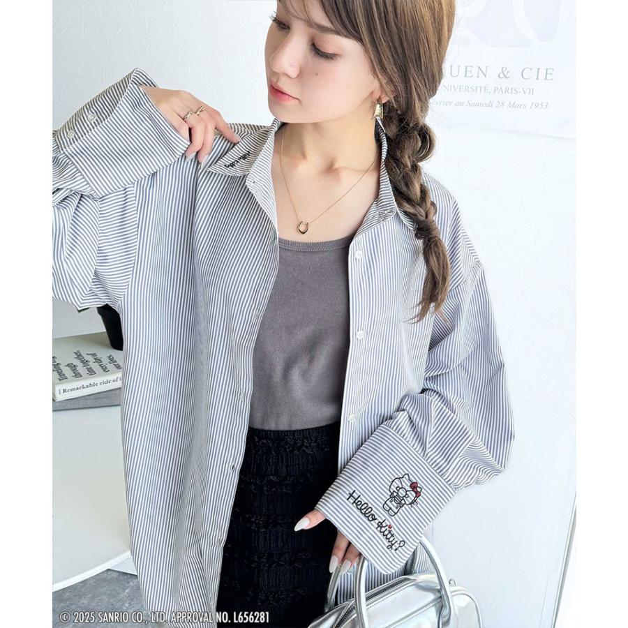【Sanrio characters/サンリオキャラクターズ】トップス シャツ レディース 可愛さ100％ ランダム 刺繍 ストライプ 長袖シャツ ゆるっと | classicalelf | 14