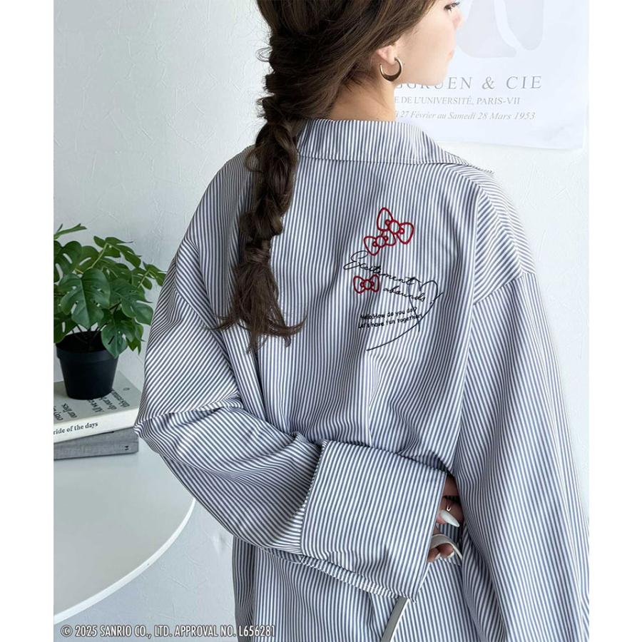 【Sanrio characters/サンリオキャラクターズ】トップス シャツ レディース 可愛さ100％ ランダム 刺繍 ストライプ 長袖シャツ ゆるっと | classicalelf | 15