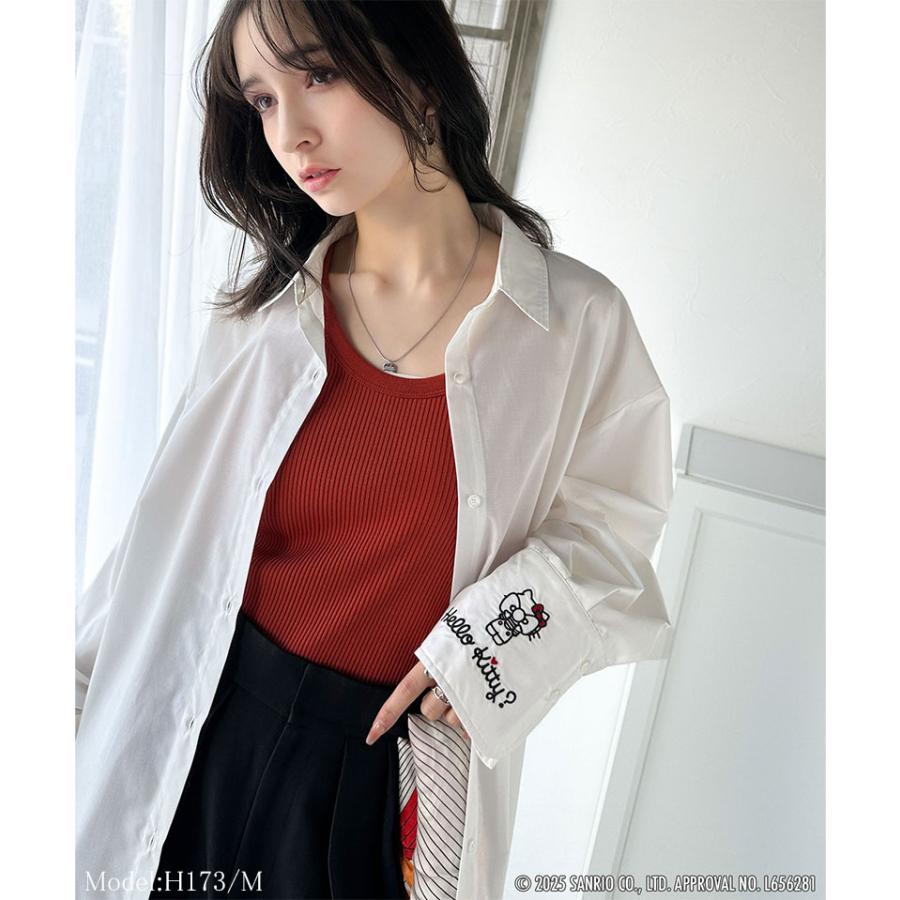 【Sanrio characters/サンリオキャラクターズ】トップス シャツ レディース 可愛さ100％ ランダム 刺繍 ストライプ 長袖シャツ ゆるっと | classicalelf | 02