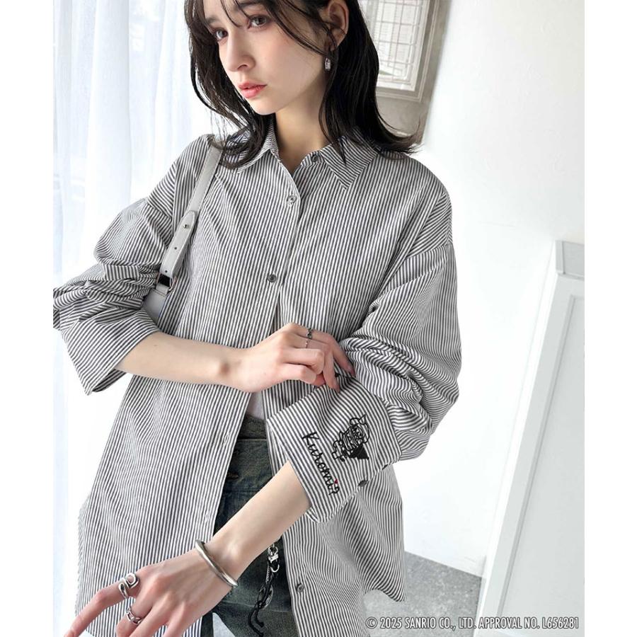 【Sanrio characters/サンリオキャラクターズ】トップス シャツ レディース 可愛さ100％ ランダム 刺繍 ストライプ 長袖シャツ ゆるっと | classicalelf | 08