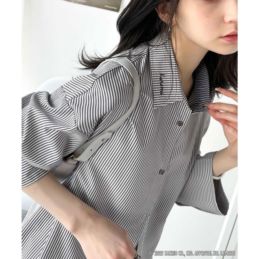 【Sanrio characters/サンリオキャラクターズ】トップス シャツ レディース 可愛さ100％ ランダム 刺繍 ストライプ 長袖シャツ ゆるっと | classicalelf | 09