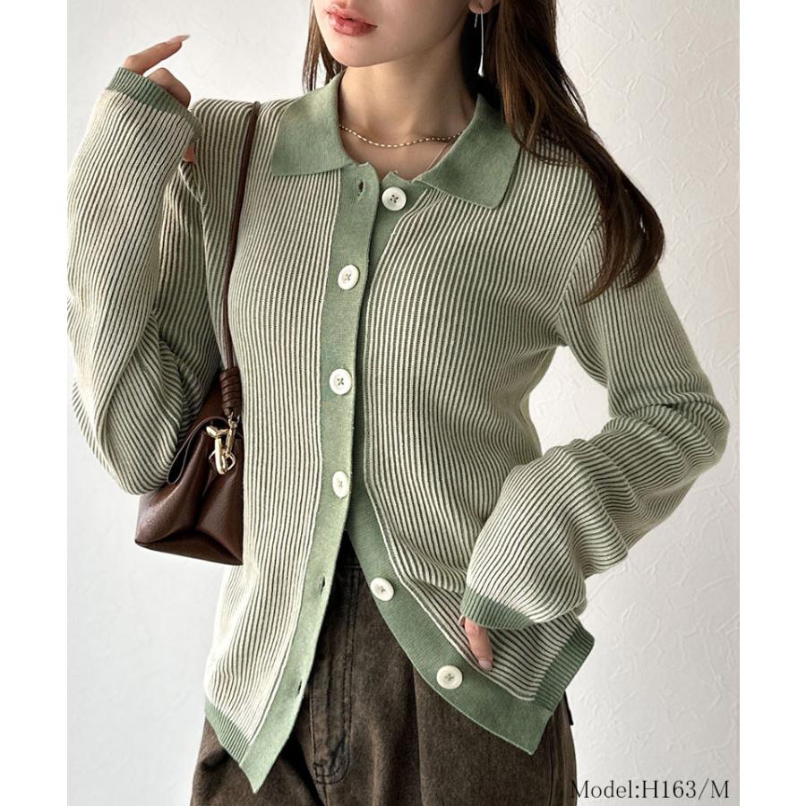 【 クラシカルエルフ classical elf 】 トップス カーディガン レディース 襟付き リブ編み ポロニット リブニット スッキリ 立体的 | classicalelf | 14