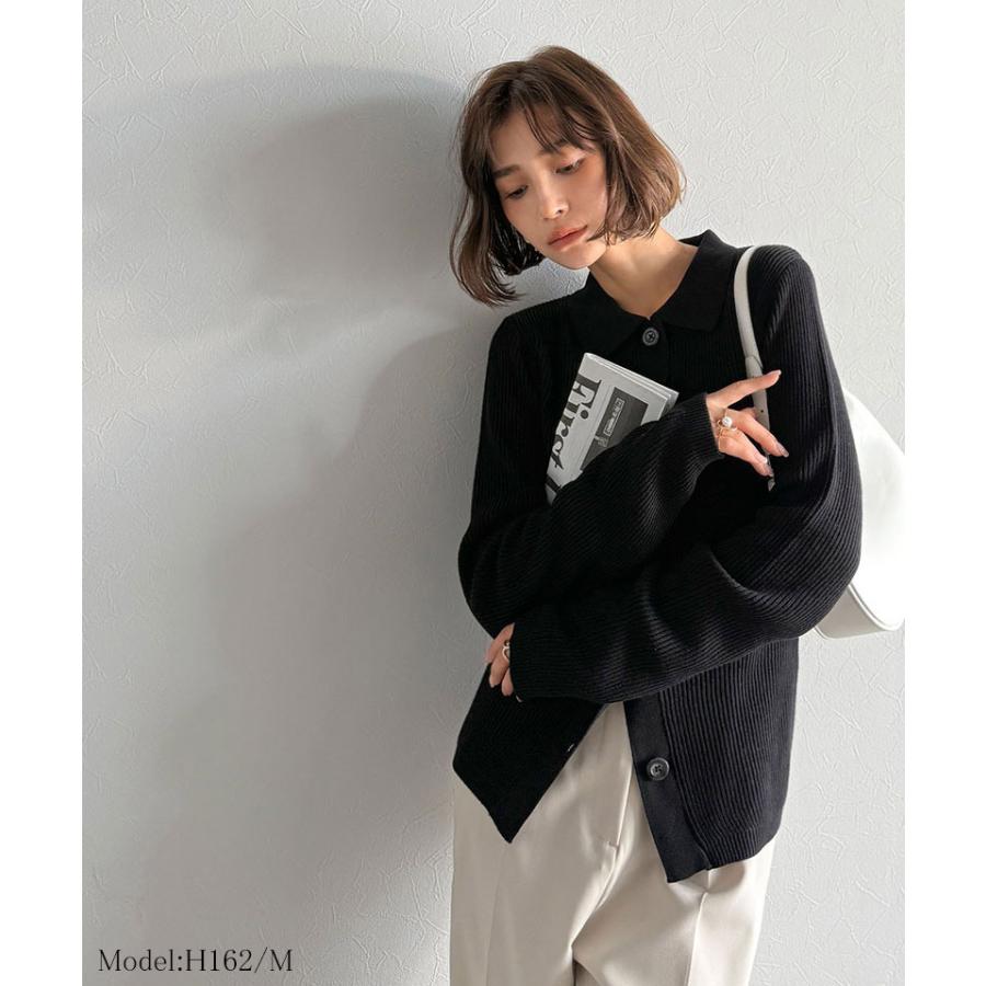 【 クラシカルエルフ classical elf 】 トップス カーディガン レディース 襟付き リブ編み ポロニット リブニット スッキリ 立体的 | classicalelf | 02