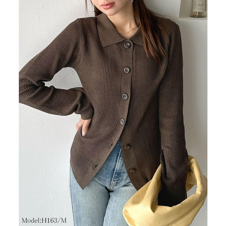 【 クラシカルエルフ classical elf 】 トップス カーディガン レディース 襟付き リブ編み ポロニット リブニット スッキリ 立体的 | classicalelf | 05