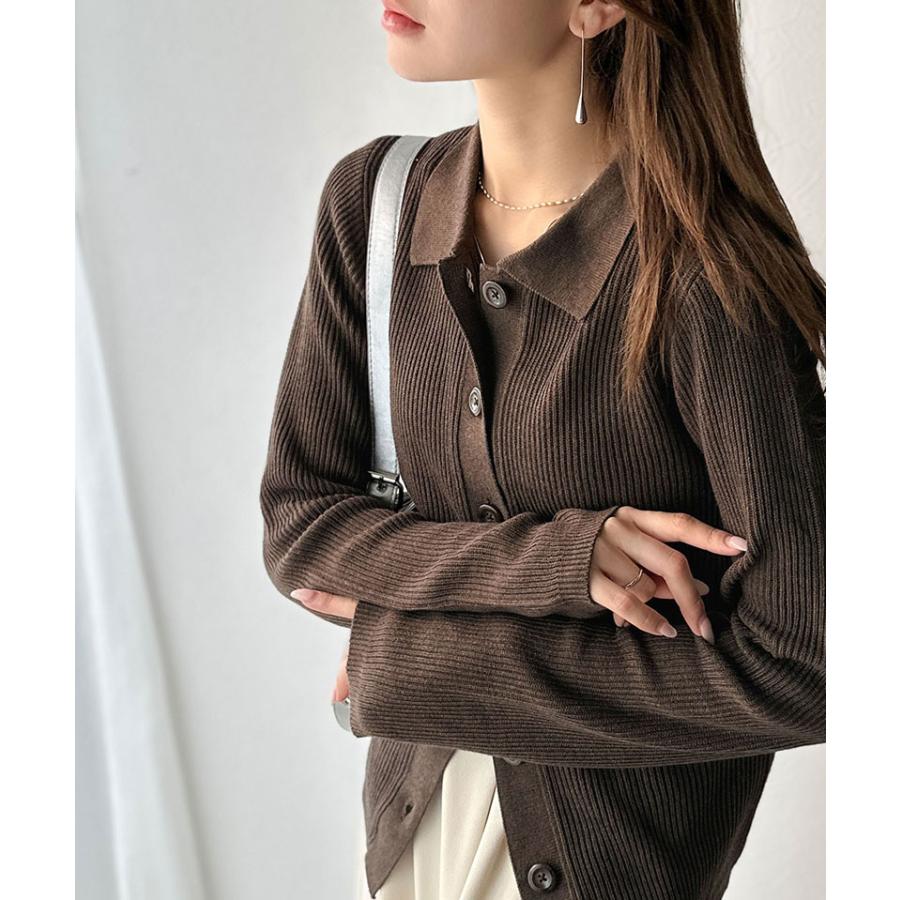 【 クラシカルエルフ classical elf 】 トップス カーディガン レディース 襟付き リブ編み ポロニット リブニット スッキリ 立体的 | classicalelf | 07