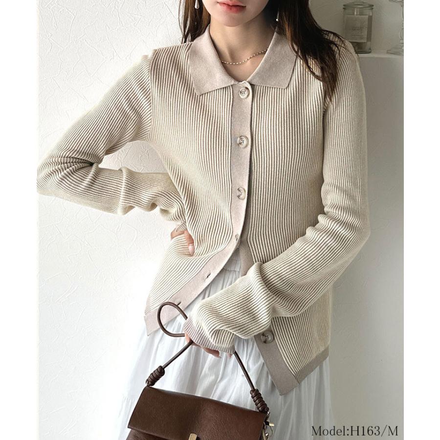 【 クラシカルエルフ classical elf 】 トップス カーディガン レディース 襟付き リブ編み ポロニット リブニット スッキリ 立体的 | classicalelf | 08