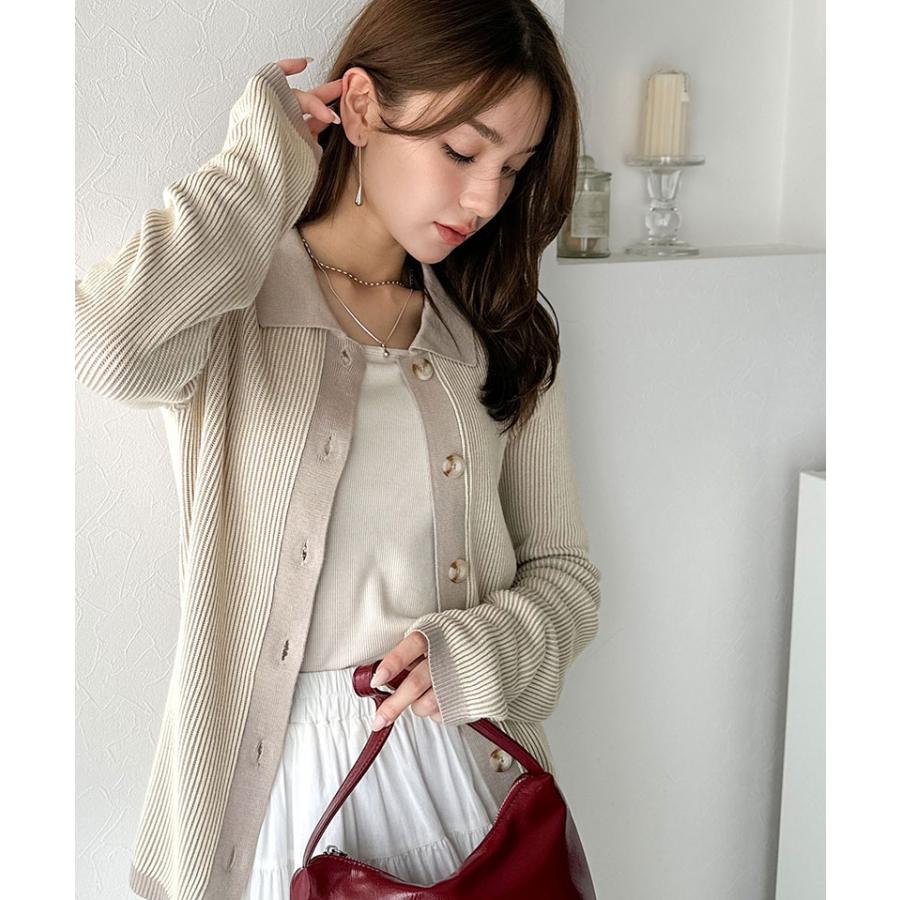 【 クラシカルエルフ classical elf 】 トップス カーディガン レディース 襟付き リブ編み ポロニット リブニット スッキリ 立体的 | classicalelf | 09