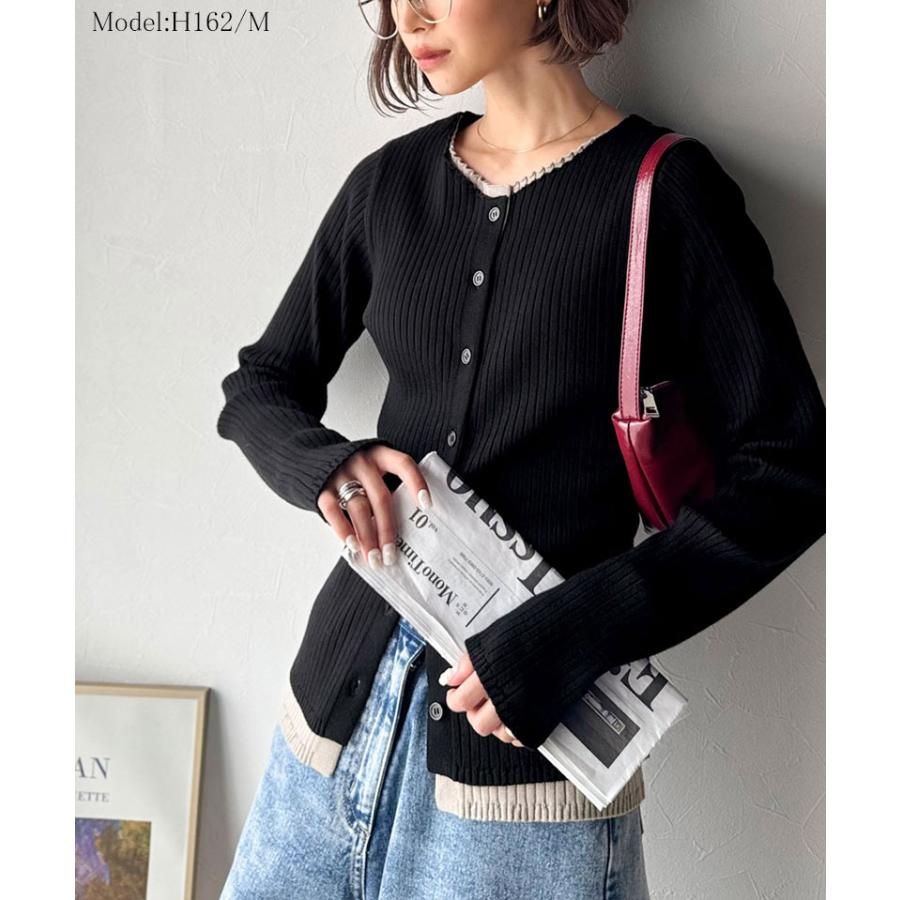 【 クラシカルエルフ classical elf 】 カーディガン レディース 秋 トップス レイヤード風 重ね着風 フィット感 こなれ感 着脱簡単 伸縮性 快適な着心地 | classicalelf | 06