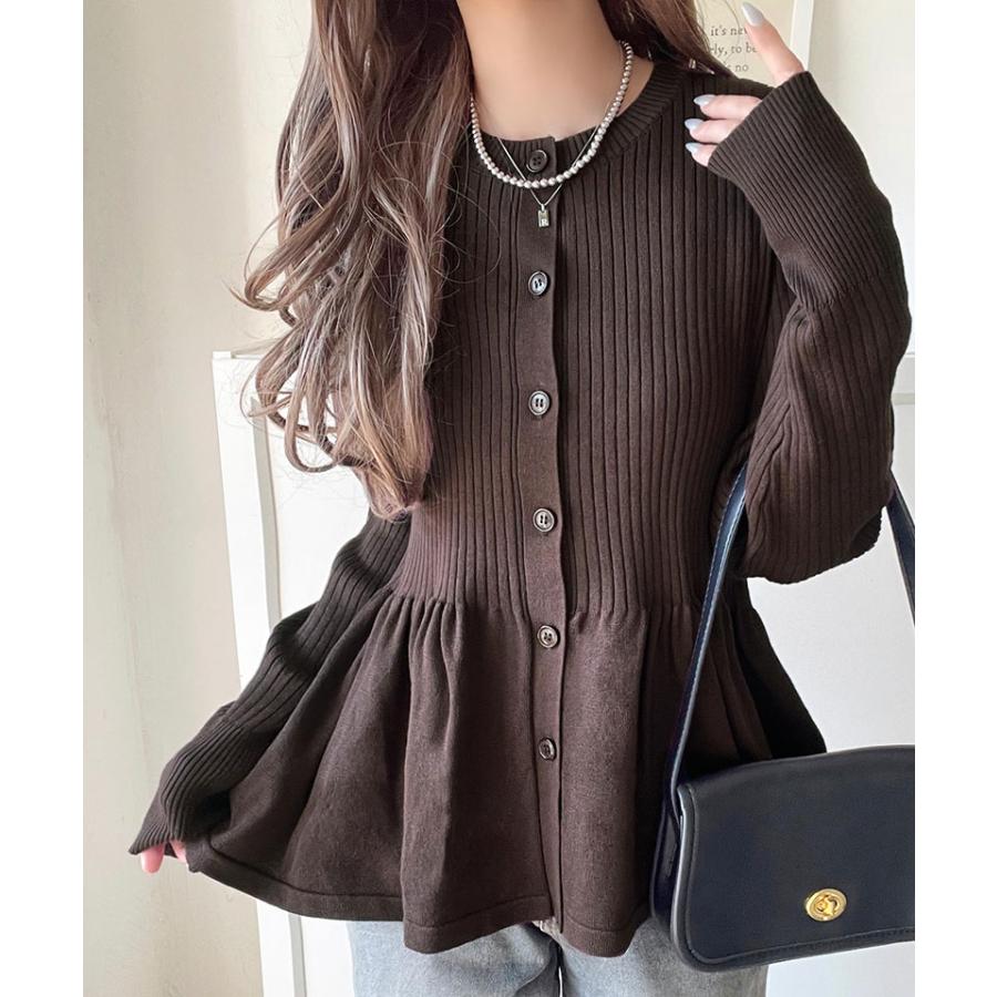 【 クラシカルエルフ classical elf 】 カーディガン レディース 秋 トップス リブ編み フリル ペプラム 長袖 メリハリ 大人っぽい 可愛い ふんわり | classicalelf | 12