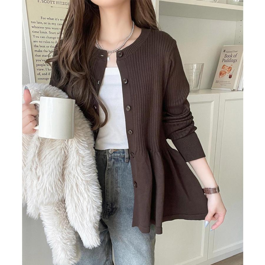 【 クラシカルエルフ classical elf 】 カーディガン レディース 秋 トップス リブ編み フリル ペプラム 長袖 メリハリ 大人っぽい 可愛い ふんわり | classicalelf | 13