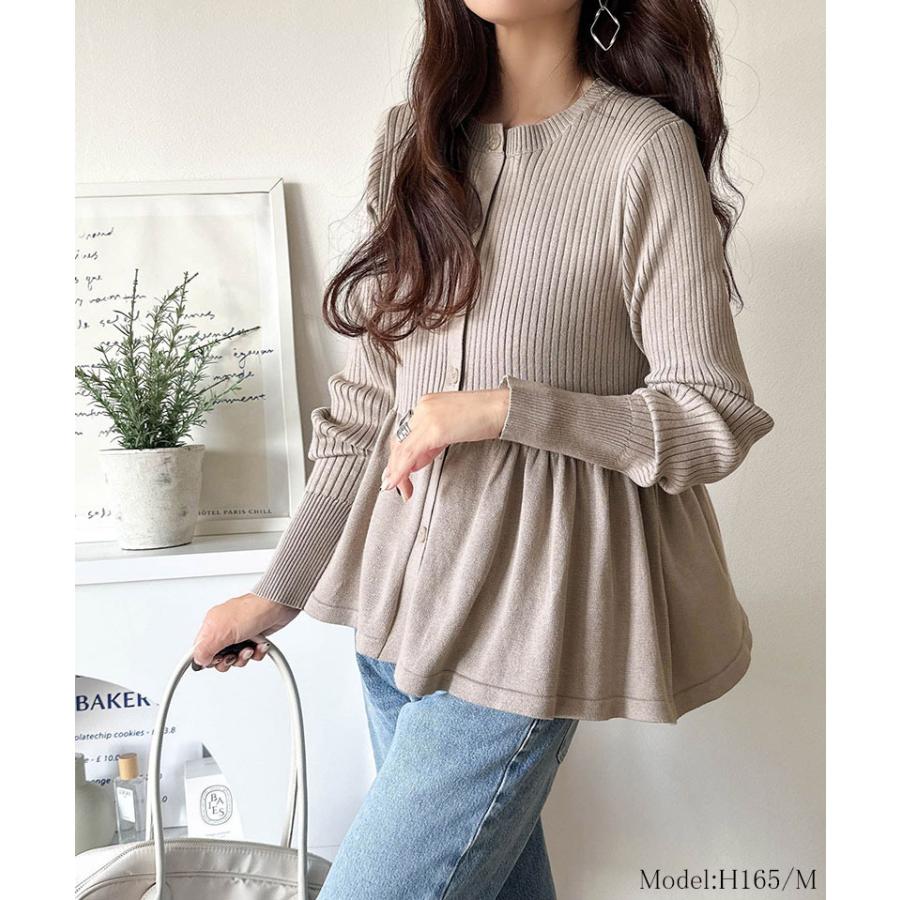 【 クラシカルエルフ classical elf 】 カーディガン レディース 秋 トップス リブ編み フリル ペプラム 長袖 メリハリ 大人っぽい 可愛い ふんわり | classicalelf | 14