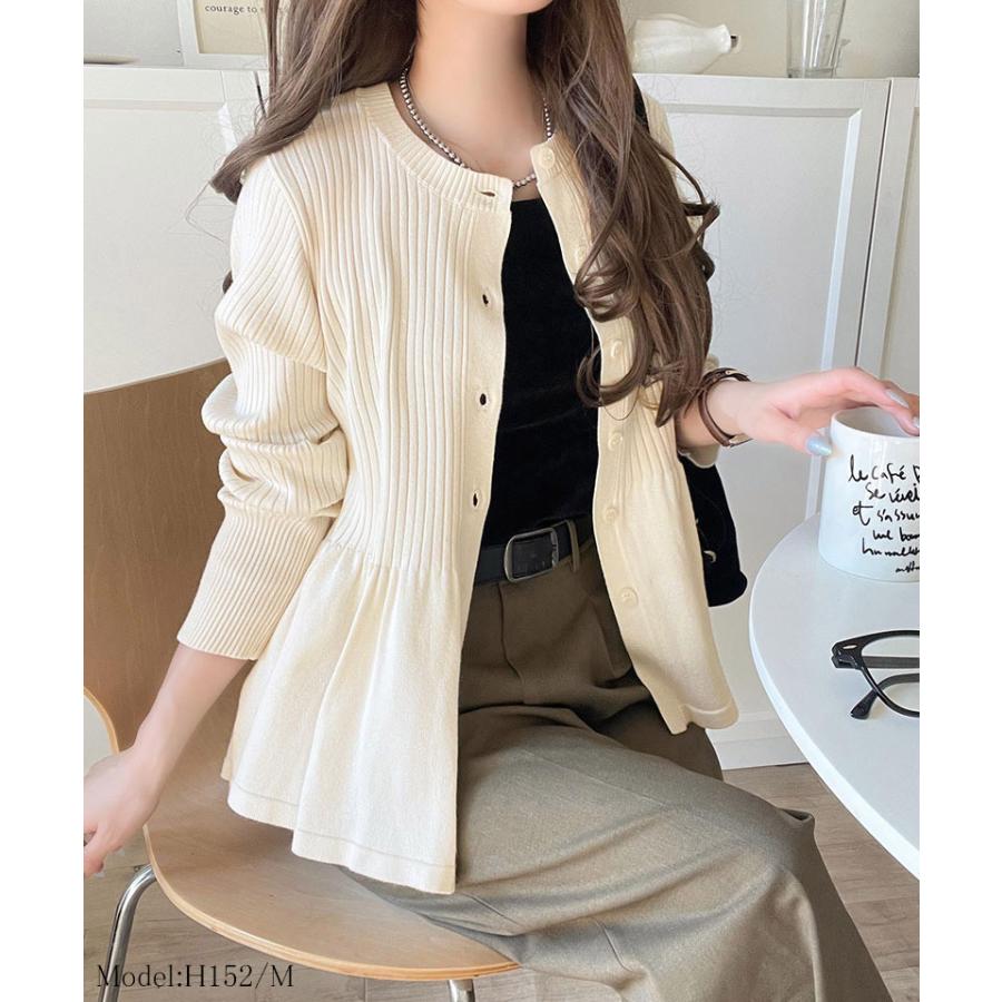 【 クラシカルエルフ classical elf 】 カーディガン レディース 秋 トップス リブ編み フリル ペプラム 長袖 メリハリ 大人っぽい 可愛い ふんわり | classicalelf | 02