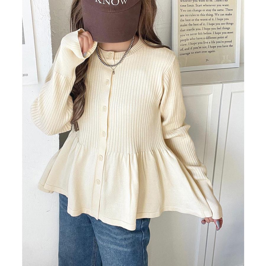 【 クラシカルエルフ classical elf 】 カーディガン レディース 秋 トップス リブ編み フリル ペプラム 長袖 メリハリ 大人っぽい 可愛い ふんわり | classicalelf | 03