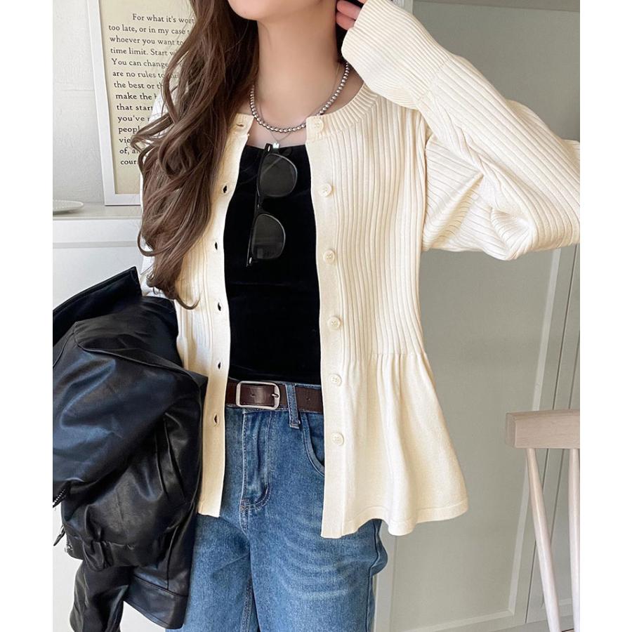 【 クラシカルエルフ classical elf 】 カーディガン レディース 秋 トップス リブ編み フリル ペプラム 長袖 メリハリ 大人っぽい 可愛い ふんわり | classicalelf | 04