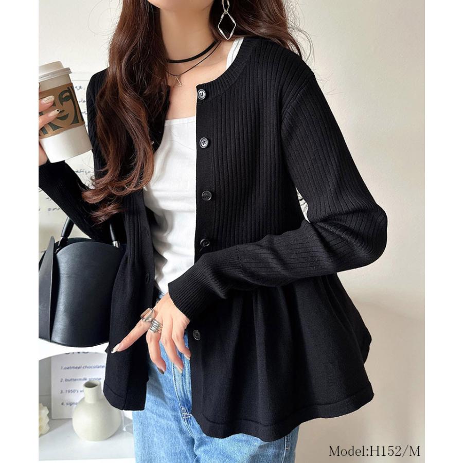 【 クラシカルエルフ classical elf 】 カーディガン レディース 秋 トップス リブ編み フリル ペプラム 長袖 メリハリ 大人っぽい 可愛い ふんわり | classicalelf | 05