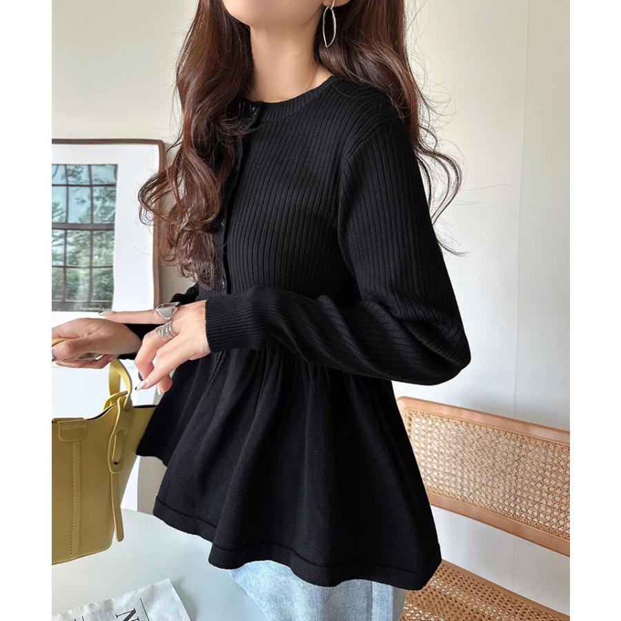 【 クラシカルエルフ classical elf 】 カーディガン レディース 秋 トップス リブ編み フリル ペプラム 長袖 メリハリ 大人っぽい 可愛い ふんわり | classicalelf | 07