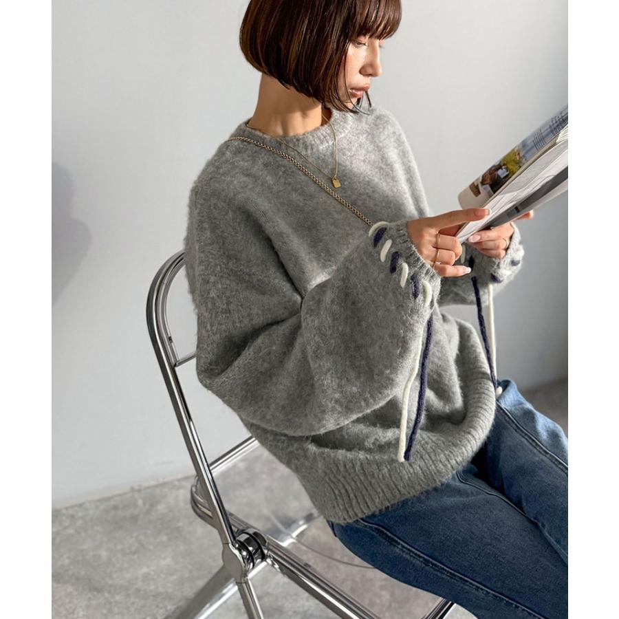 【 クラシカルエルフ classical elf 】 トップス ニット レディース 長袖 プルオーバー 袖2way リボン 配色ニット 長袖 ふんわり 体型カバー ゆったり | classicalelf | 12