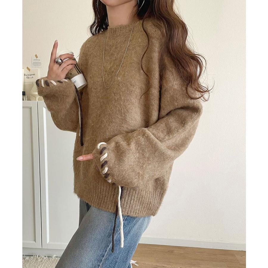 【 クラシカルエルフ classical elf 】 トップス ニット レディース 長袖 プルオーバー 袖2way リボン 配色ニット 長袖 ふんわり 体型カバー ゆったり | classicalelf | 15