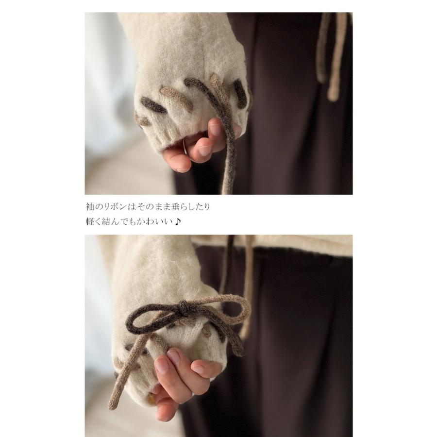 【 クラシカルエルフ classical elf 】 トップス ニット レディース 長袖 プルオーバー 袖2way リボン 配色ニット 長袖 ふんわり 体型カバー ゆったり | classicalelf | 16