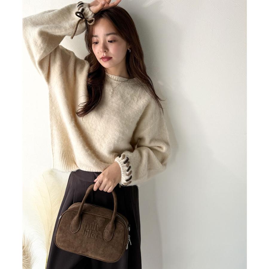 【 クラシカルエルフ classical elf 】 トップス ニット レディース 長袖 プルオーバー 袖2way リボン 配色ニット 長袖 ふんわり 体型カバー ゆったり | classicalelf | 04