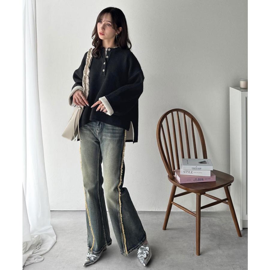 【 クラシカルエルフ classical elf 】ニット レディース 長袖 トップス プルオーバー クルーネック ダブルフェイス こなれ感 華奢見え ゆったり | classicalelf | 03