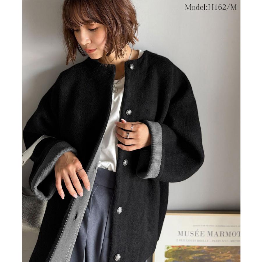 【 クラシカルエルフ classical elf 】カーディガン レディース 秋冬 トップス ニット Wフェイス シンプル 上品 すっきり 程よい厚み 立体感 | classicalelf | 02