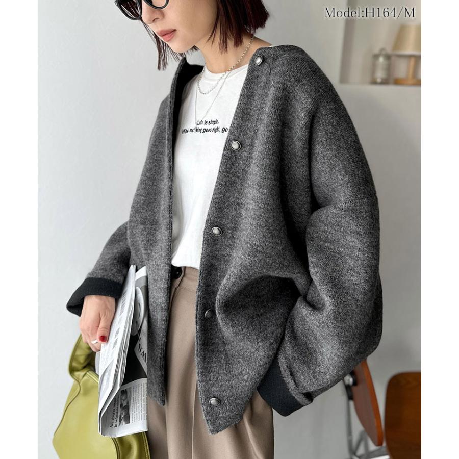 【 クラシカルエルフ classical elf 】カーディガン レディース 秋冬 トップス ニット Wフェイス シンプル 上品 すっきり 程よい厚み 立体感 | classicalelf | 06