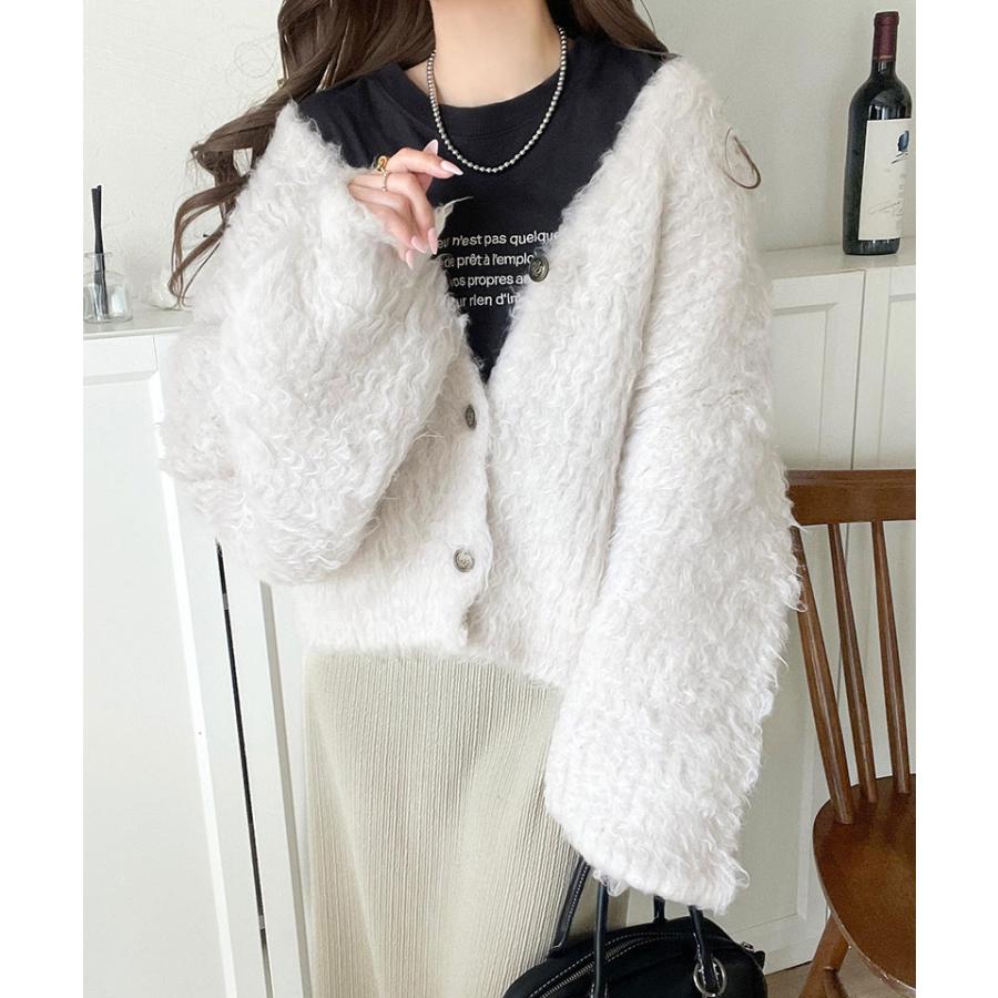 【 クラシカルエルフ classical elf 】カーディガン レディース 秋冬 トップス 起毛 Vネック ふんわり 華やか 羽織る 主役級 ボリューム 華奢見え効果 | classicalelf | 03