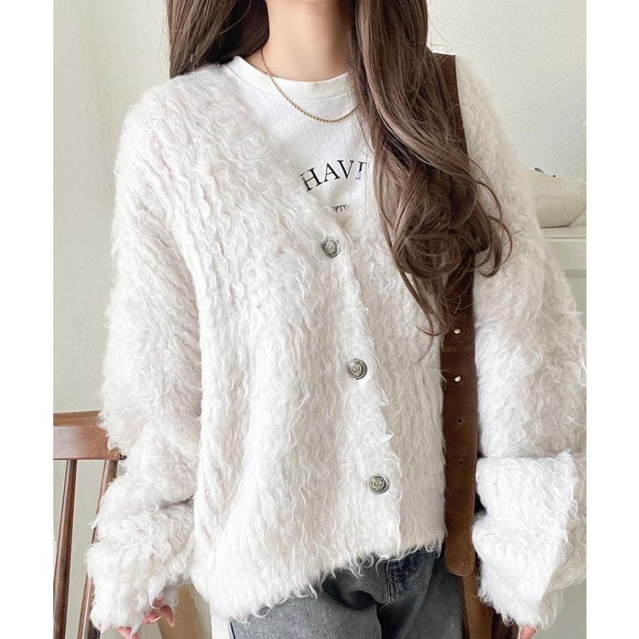 【 クラシカルエルフ classical elf 】カーディガン レディース 秋冬 トップス 起毛 Vネック ふんわり 華やか 羽織る 主役級 ボリューム 華奢見え効果 | classicalelf | 05