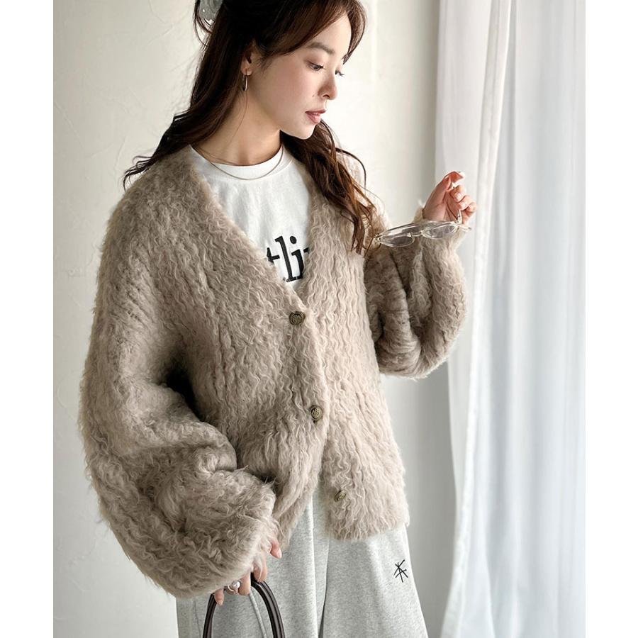 【 クラシカルエルフ classical elf 】カーディガン レディース 秋冬 トップス 起毛 Vネック ふんわり 華やか 羽織る 主役級 ボリューム 華奢見え効果 | classicalelf | 07