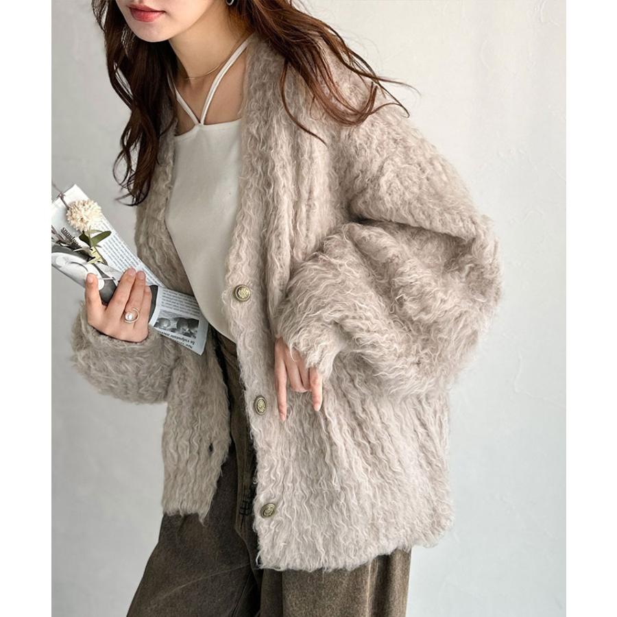 【 クラシカルエルフ classical elf 】カーディガン レディース 秋冬 トップス 起毛 Vネック ふんわり 華やか 羽織る 主役級 ボリューム 華奢見え効果 | classicalelf | 08