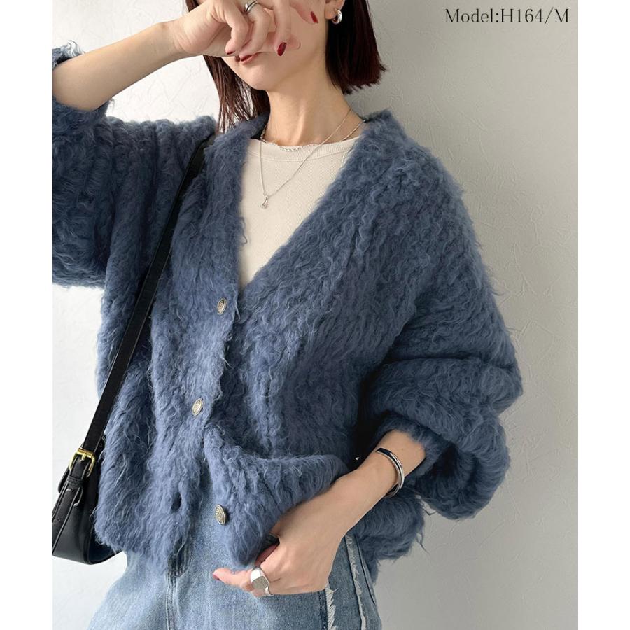 【 クラシカルエルフ classical elf 】カーディガン レディース 秋冬 トップス 起毛 Vネック ふんわり 華やか 羽織る 主役級 ボリューム 華奢見え効果 | classicalelf | 09