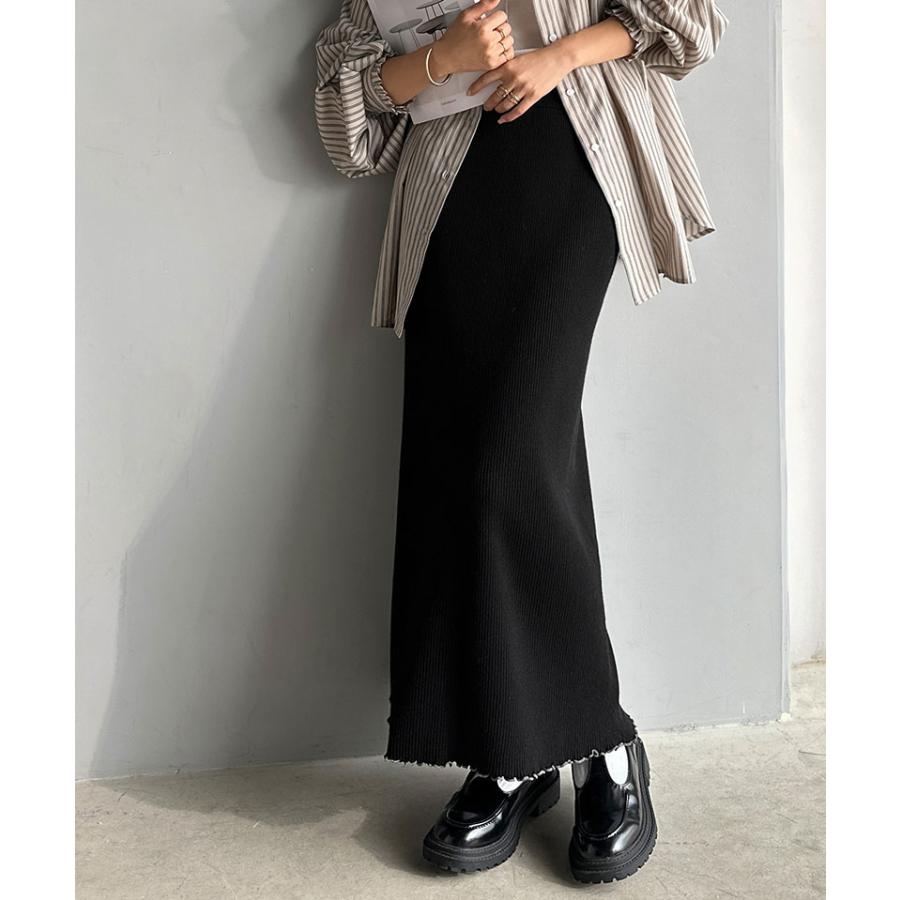 【 クラシカルエルフ classical elf 】 スカート ロング 秋冬 レディース ボトムス リブニット Iライン シンプル メロウデザイン 伸縮性 ストレート | classicalelf | 06