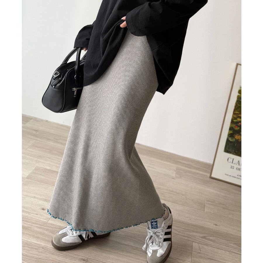 【 クラシカルエルフ classical elf 】 スカート ロング 秋冬 レディース ボトムス リブニット Iライン シンプル メロウデザイン 伸縮性 ストレート | classicalelf | 08