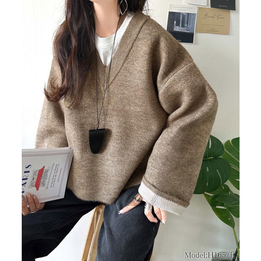 【 クラシカルエルフ classical elf 】ニット レディース 長袖 トップス Vネック プルオーバー 抜け感 すっきり見え 大人カジュアル シンプル | classicalelf | 11