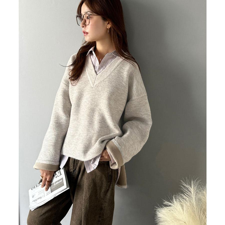 【 クラシカルエルフ classical elf 】ニット レディース 長袖 トップス Vネック プルオーバー 抜け感 すっきり見え 大人カジュアル シンプル | classicalelf | 15