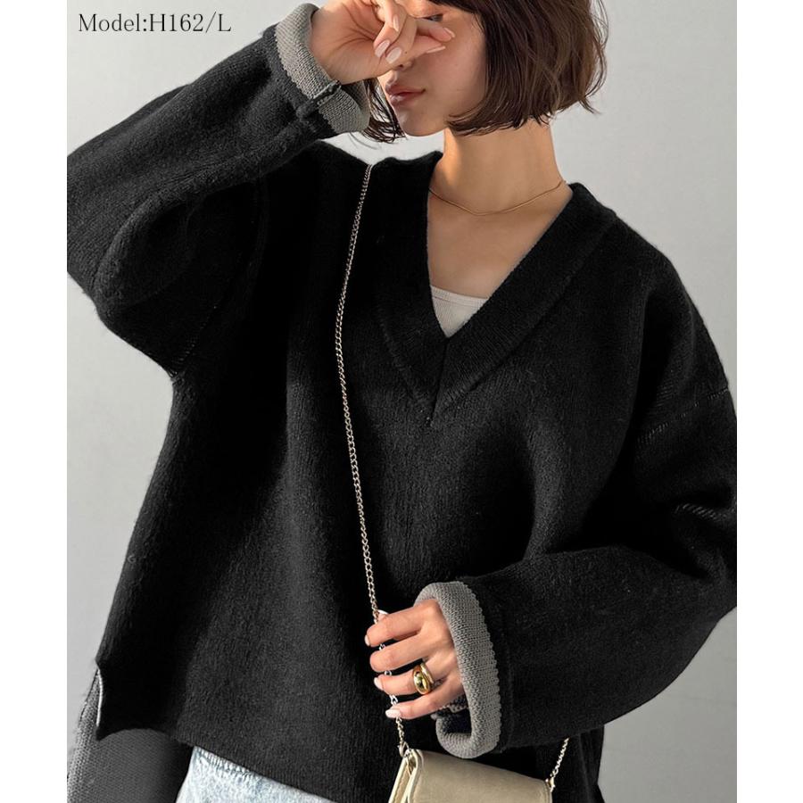 【 クラシカルエルフ classical elf 】ニット レディース 長袖 トップス Vネック プルオーバー 抜け感 すっきり見え 大人カジュアル シンプル | classicalelf | 02