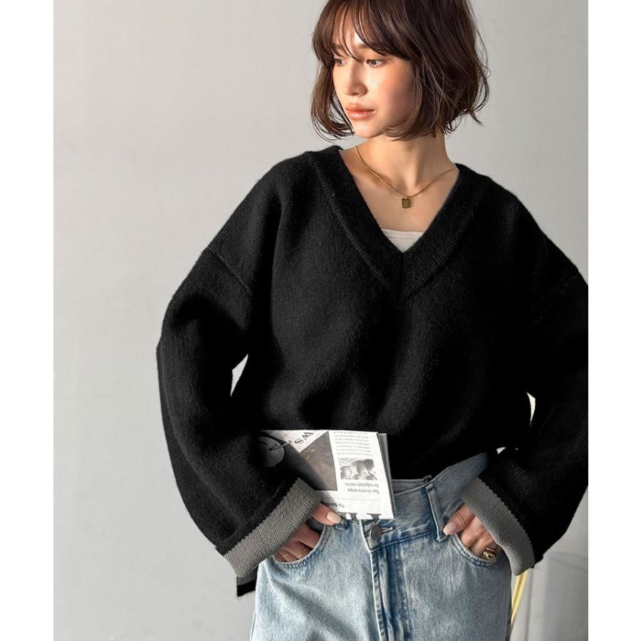 【 クラシカルエルフ classical elf 】ニット レディース 長袖 トップス Vネック プルオーバー 抜け感 すっきり見え 大人カジュアル シンプル | classicalelf | 03