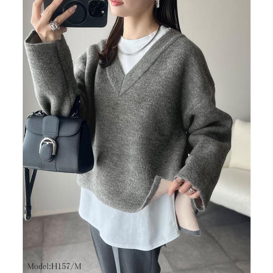 【 クラシカルエルフ classical elf 】ニット レディース 長袖 トップス Vネック プルオーバー 抜け感 すっきり見え 大人カジュアル シンプル | classicalelf | 05