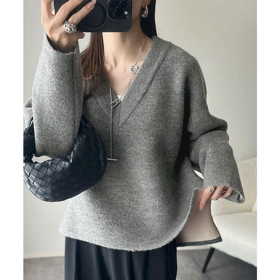 【 クラシカルエルフ classical elf 】ニット レディース 長袖 トップス Vネック プルオーバー 抜け感 すっきり見え 大人カジュアル シンプル | classicalelf | 07