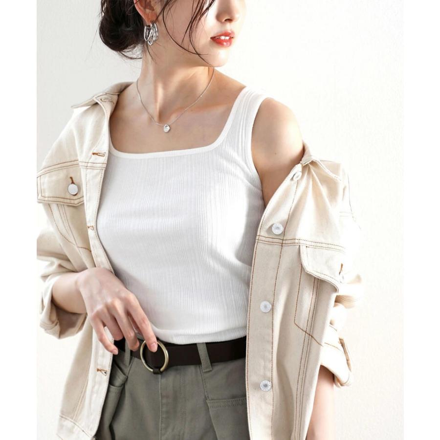 メール便 リブ タンクトップ 2way 袖なし キャミソール 吸湿速乾 ノースリーブ レイヤード 重ね着 ワンマイルウェア | classicalelf | 02