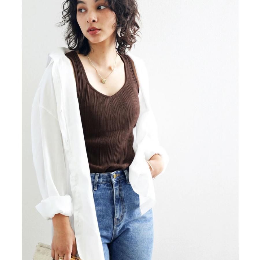 メール便 リブ タンクトップ 2way 袖なし キャミソール 吸湿速乾 ノースリーブ レイヤード 重ね着 ワンマイルウェア | classicalelf | 07