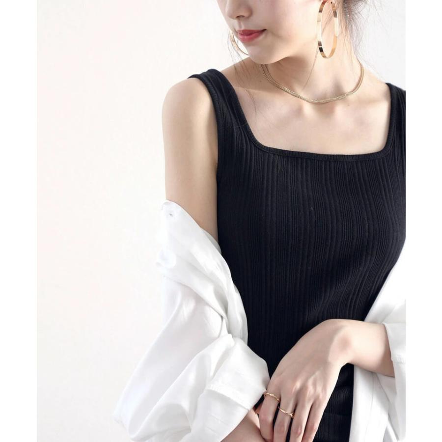 メール便 リブ タンクトップ 2way 袖なし キャミソール 吸湿速乾 ノースリーブ レイヤード 重ね着 ワンマイルウェア | classicalelf | 08