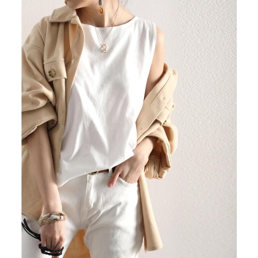 メール便 タンクトップ 袖なし キャミソール ノースリーブ レイヤード 重ね着 ラウンドヘム 大きいサイズ 華奢見せ | classicalelf | 03