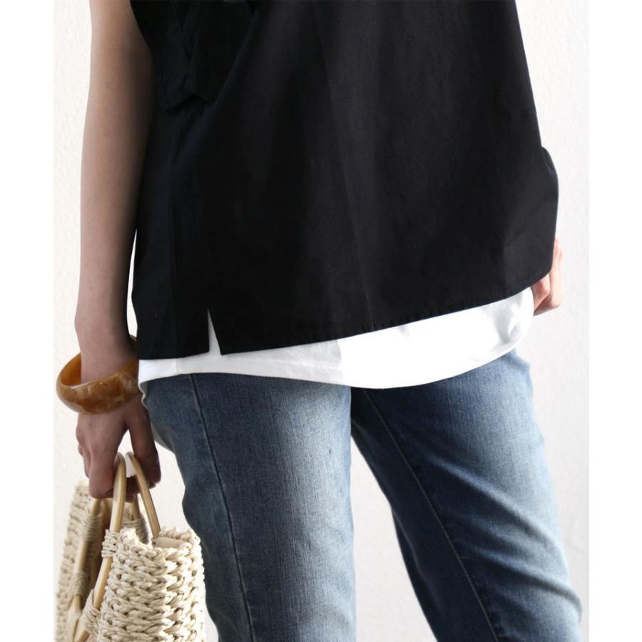 メール便 タンクトップ 袖なし キャミソール ノースリーブ レイヤード 重ね着 ラウンドヘム 大きいサイズ 華奢見せ | classicalelf | 04