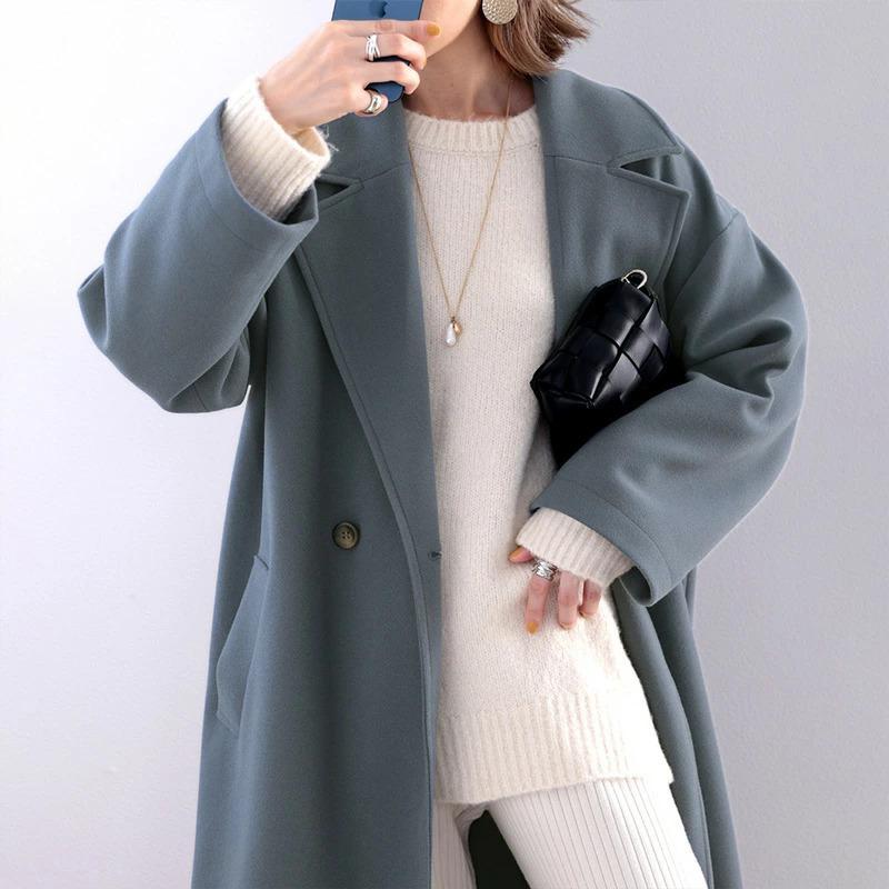 レディース テーラードコート ベルト付 アウター コート フェイクウール 大きいサイズ ロングコート | classicalelf