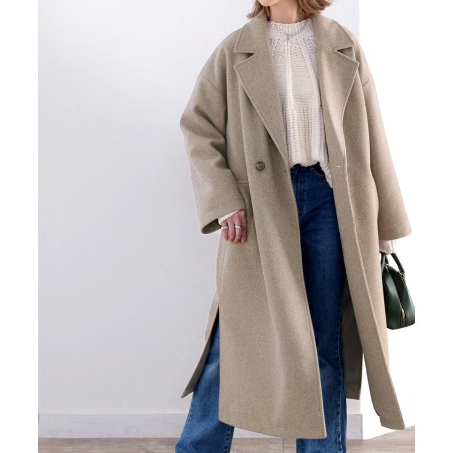 レディース テーラードコート ベルト付 アウター コート フェイクウール 大きいサイズ ロングコート | classicalelf | 11