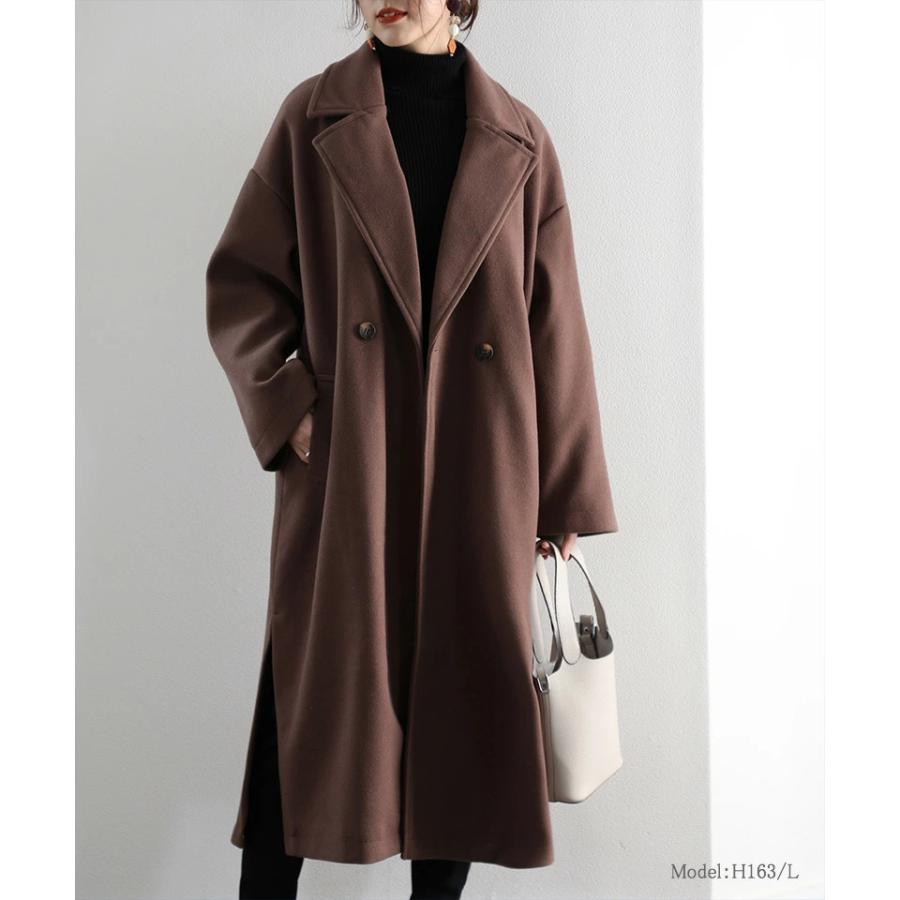 レディース テーラードコート ベルト付 アウター コート フェイクウール 大きいサイズ ロングコート | classicalelf | 13