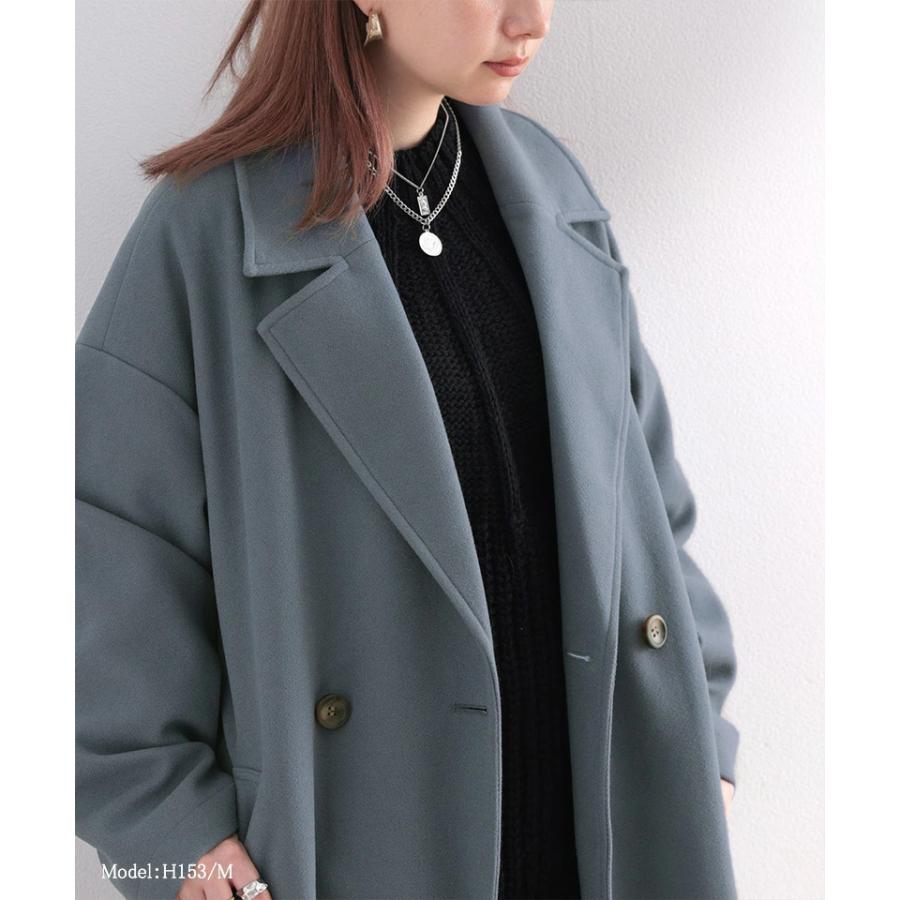 レディース テーラードコート ベルト付 アウター コート フェイクウール 大きいサイズ ロングコート | classicalelf | 03