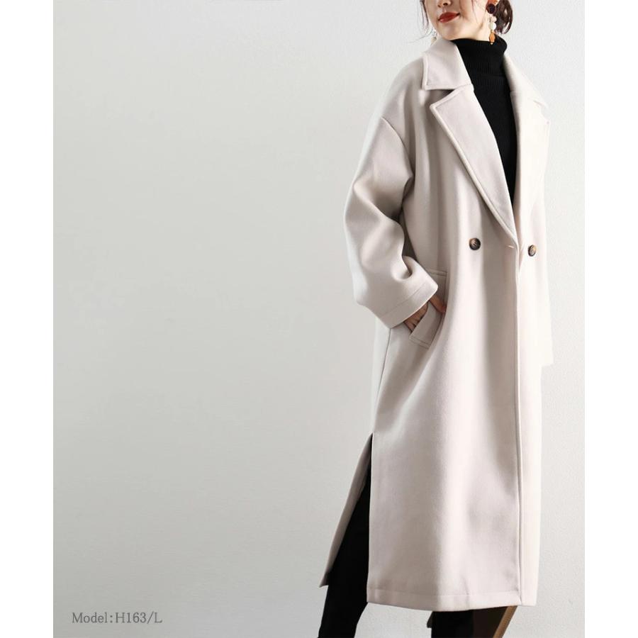 レディース テーラードコート ベルト付 アウター コート フェイクウール 大きいサイズ ロングコート | classicalelf | 09